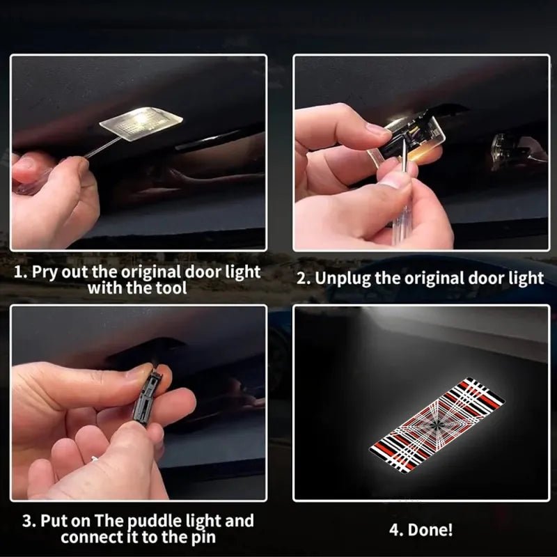 Plaid Projector Lights Model Ultra-Bright Puddle Lights Welcome Door Lamps For Tesla Model 3 Y S X (2 Pcs) - T-Launch