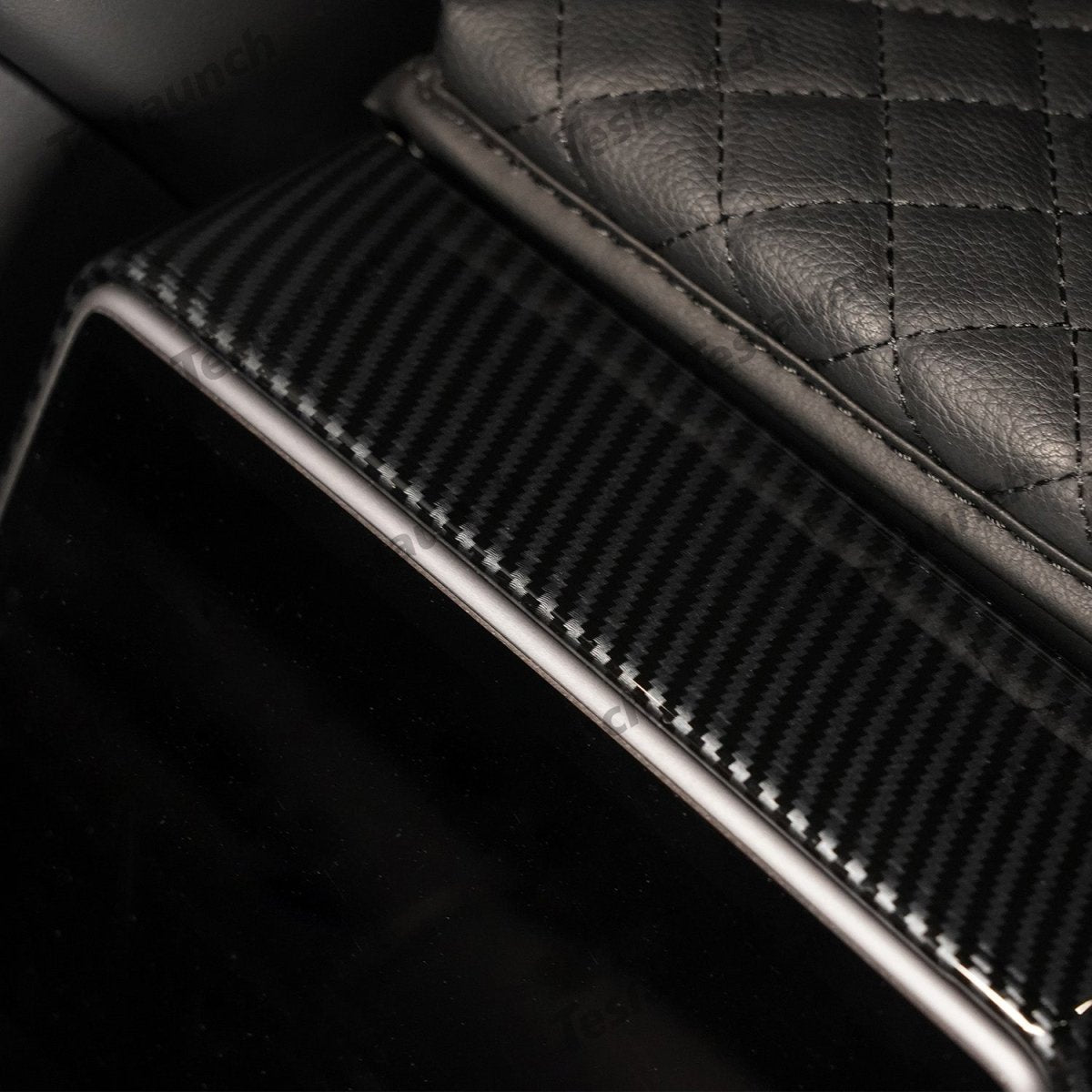 Plaid Rear Air Vent Screen Protector Frame (Carbon Fiber Pattern ABS) for Tesla Model Y Juniper 2025+ - T-Launch