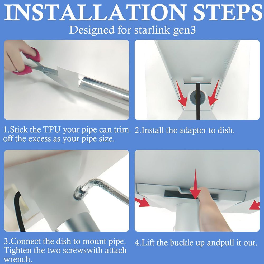 Pole Pipe Adapter for Starlink Gen3 Dish - T-Launch