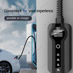 Portable Charger 16A/32A Adjustable Mode 2 Level 2 Household Waterproof EV Charger For Tesla Model S/X/3/Y - T-Launch