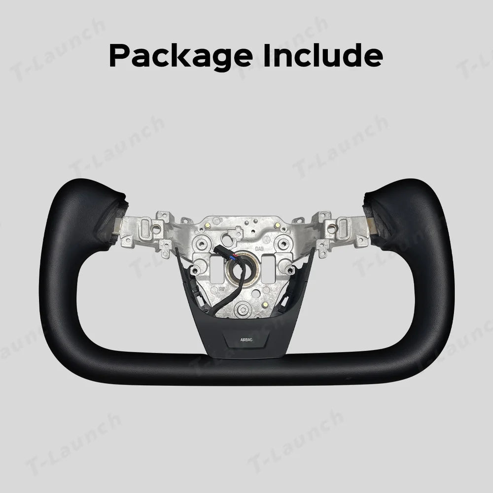 Premium Nappa Leather Yoke Steering Wheel for Tesla Model Y Juniper & Model 3 Highland– Inspired by Model S/X - T-Launch