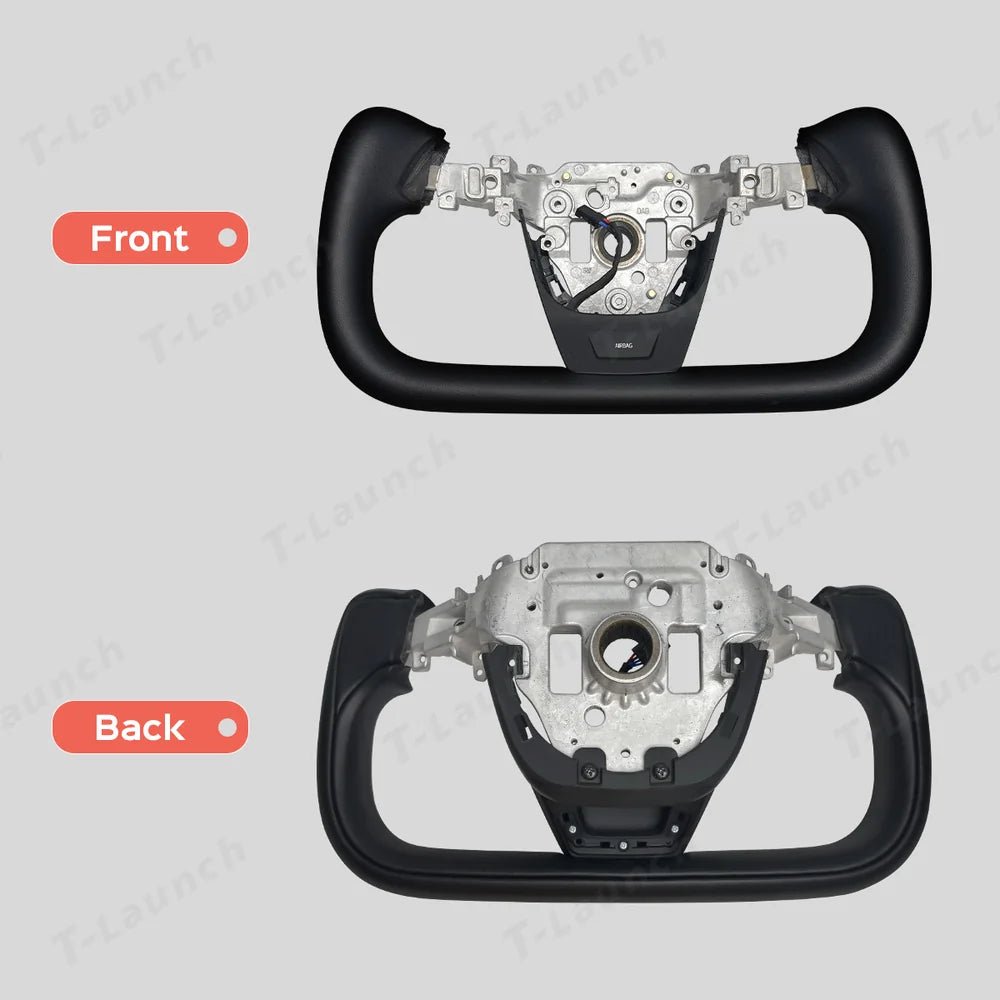 Premium Nappa Leather Yoke Steering Wheel for Tesla Model Y Juniper & Model 3 Highland– Inspired by Model S/X - T-Launch