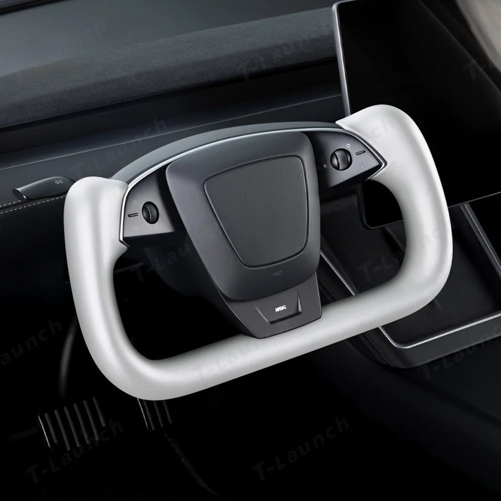 Premium Nappa Leather Yoke Steering Wheel for Tesla Model Y Juniper & Model 3 Highland– Inspired by Model S/X - T-Launch