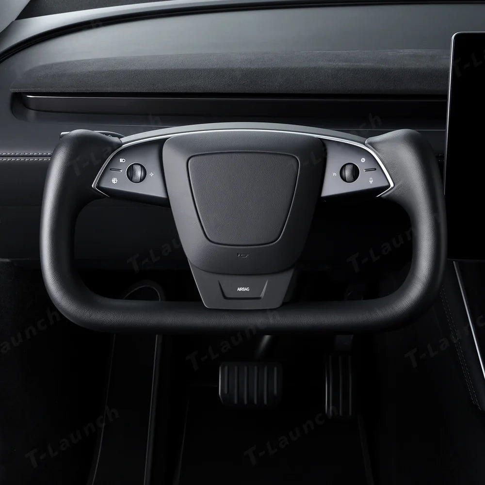 Premium Nappa Leather Yoke Steering Wheel for Tesla Model Y Juniper & Model 3 Highland– Inspired by Model S/X - T-Launch