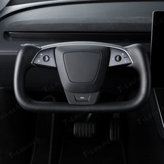 Premium Nappa Leather Yoke Steering Wheel for Tesla Model Y Juniper & Model 3 Highland– Inspired by Model S/X - T-Launch