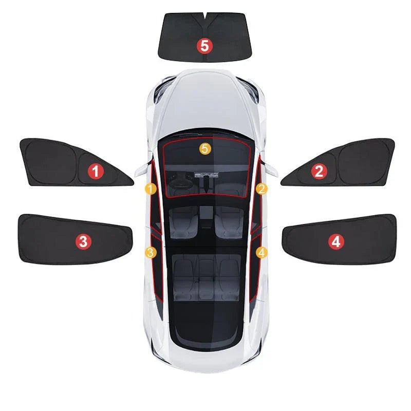 Privacy & Thermal Insulated Sunshades Curtains for Tesla Model 3 Highland Standard 2025+ - T-Launch