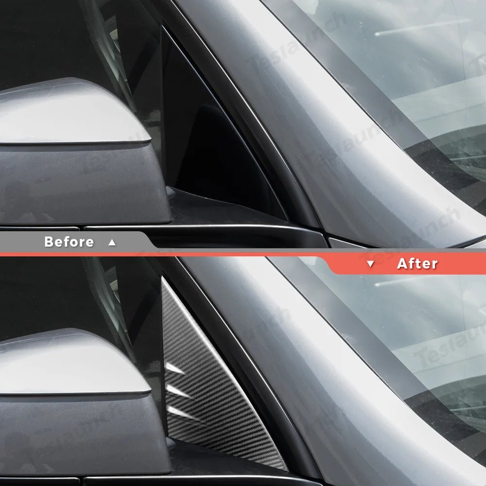 [Real Carbon Fiber] A-Pillar Triangle Window Cover Trim for Tesla Model Y Juniper 2025+ - T-Launch