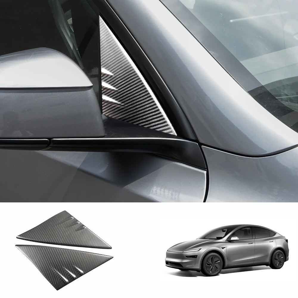 [Real Carbon Fiber] A-Pillar Triangle Window Cover Trim for Tesla Model Y Juniper 2025+ - T-Launch
