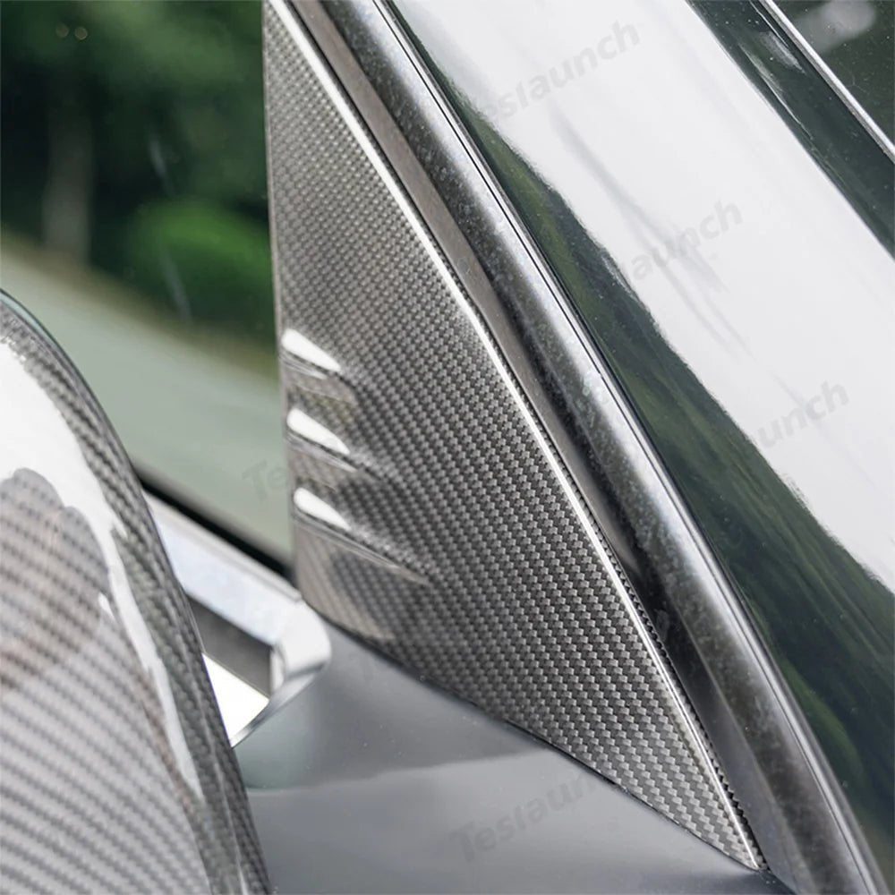 [Real Carbon Fiber] A-Pillar Triangle Window Cover Trim for Tesla Model Y Juniper 2025+ - T-Launch