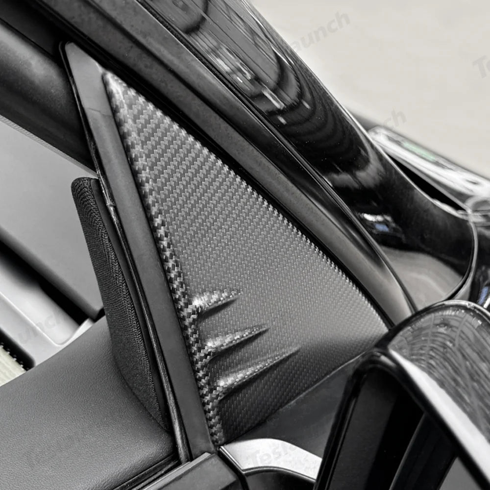 [Real Carbon Fiber] A-Pillar Triangle Window Cover Trim for Tesla Model Y Juniper 2025+ - T-Launch