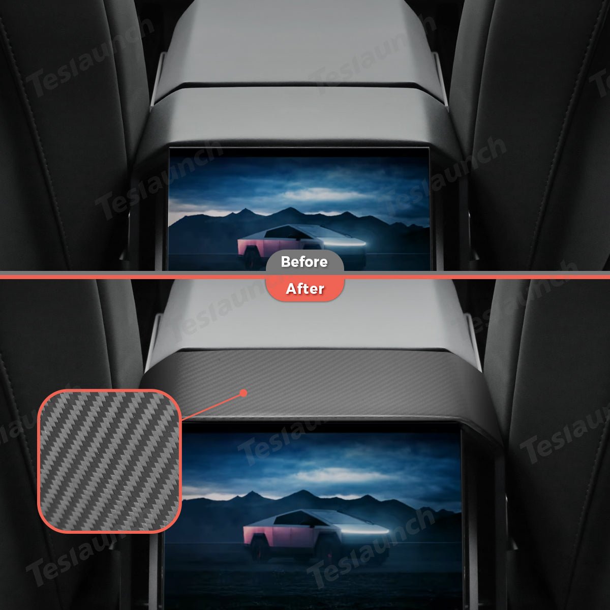 [Real Carbon Fiber] Backseat Air Vent Top Cover for Cybertruck - T-Launch