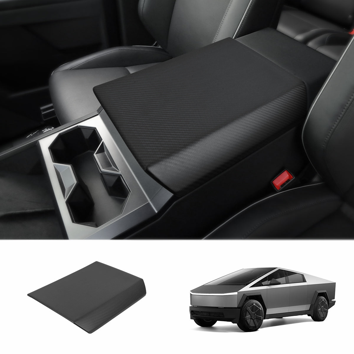 [Real Carbon Fiber] Center Console Armrest Cover for Cybertruck - T-Launch