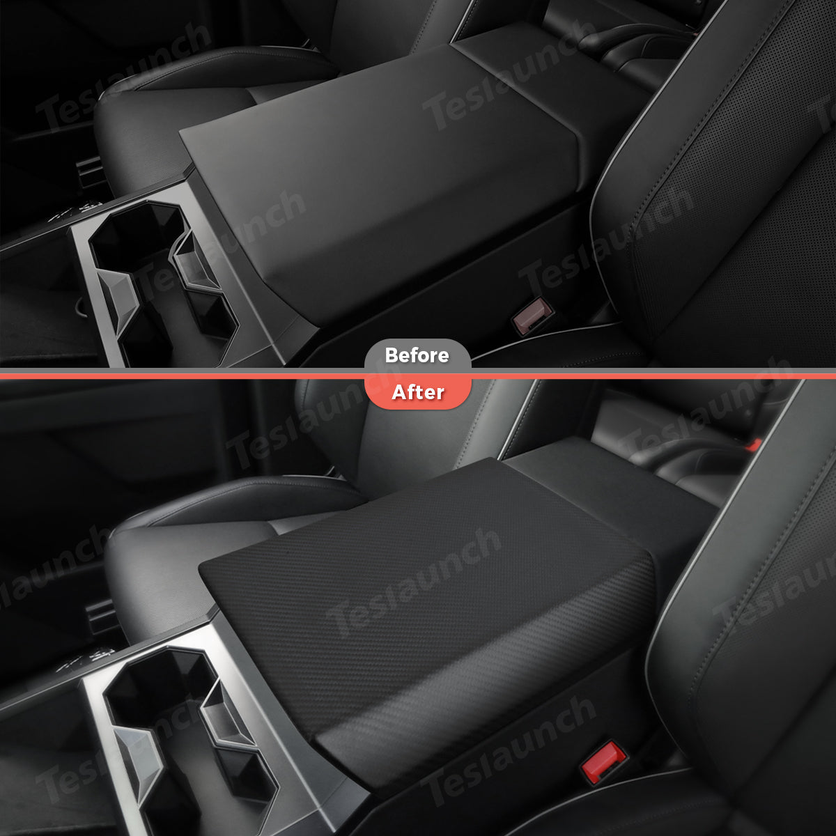 [Real Carbon Fiber] Center Console Armrest Cover for Cybertruck - T-Launch