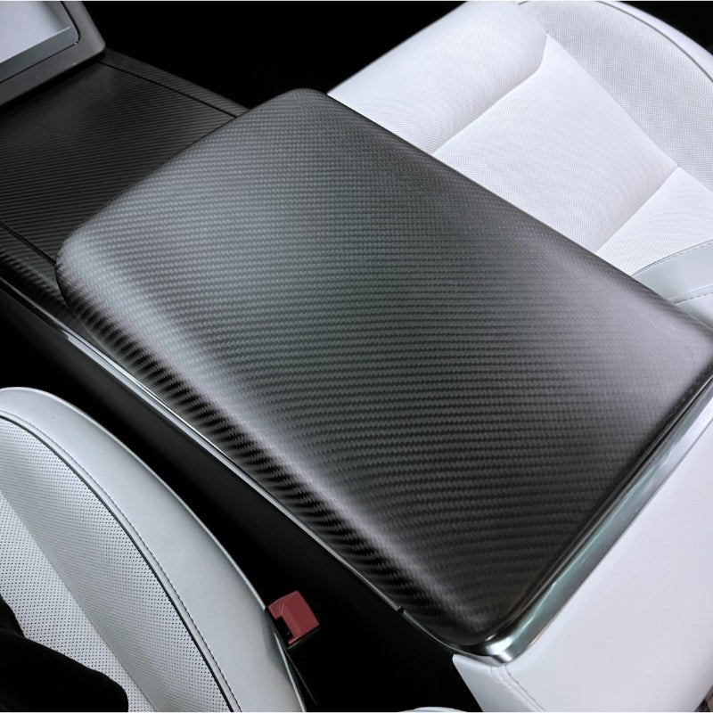 [Real Carbon Fiber] Center Console Armrest Overlay for Model X/S 2021+ - T-Launch
