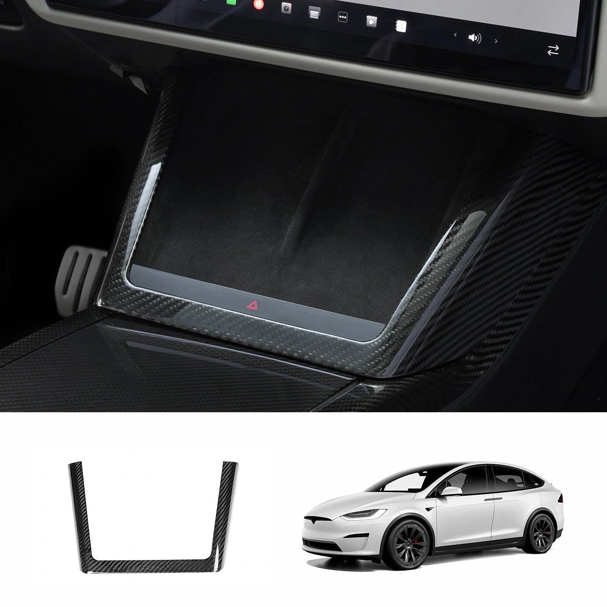 [Real Carbon Fiber] Center Console Cover Kit For Model X 2021+ - T-Launch