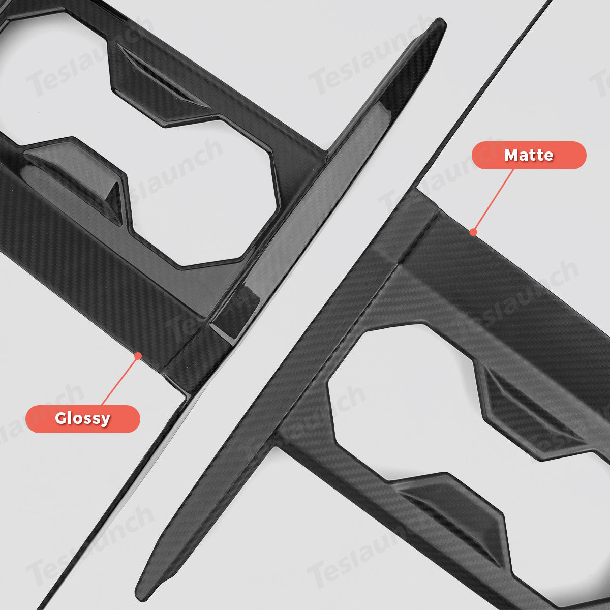[Real Carbon Fiber] Center Console Cup Holder Panel Trim Cover for Cybertruck - T-Launch