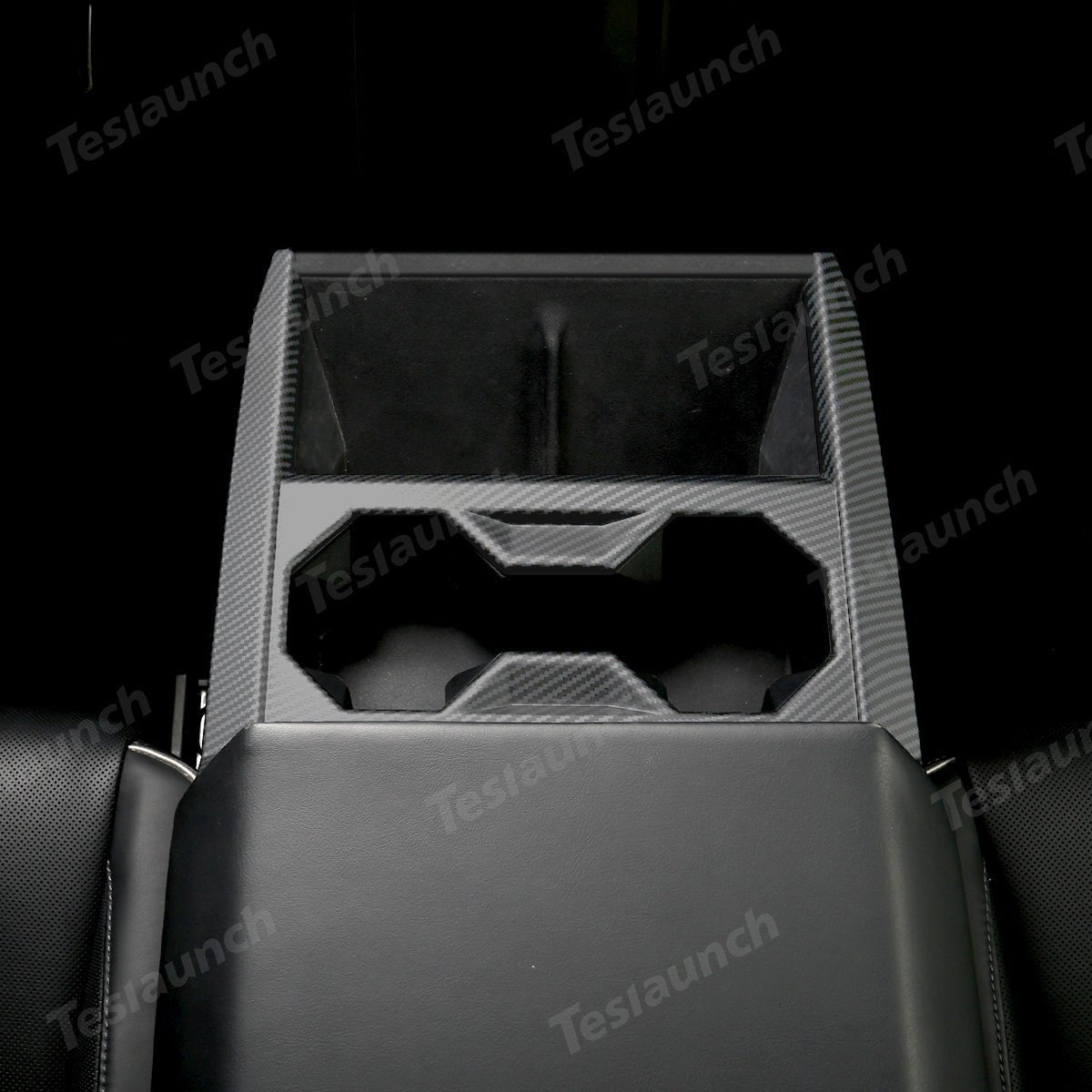 [Real Carbon Fiber] Center Console Cup Holder Panel Trim Cover for Cybertruck - T-Launch