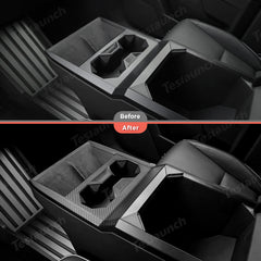 [Real Carbon Fiber] Center Console Cup Holder Panel Trim Cover for Cybertruck - T-Launch
