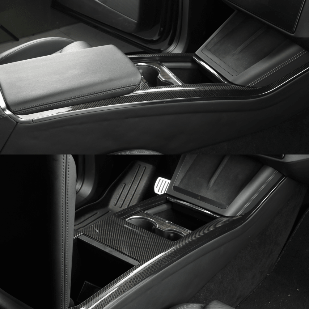 [Real Carbon Fiber] Center Console Side Trim Cover for Model S/X 2022+ - T-Launch