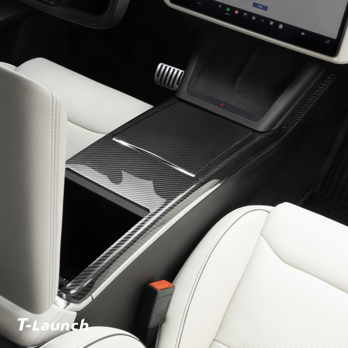 [Real Carbon Fiber] Center Console Side Trim Cover For Model X 2021+ - T-Launch