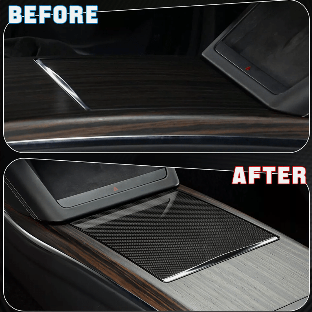 [Real Carbon Fiber] Center Console Trim Cover for Tesla Model S/X 2022+ - T-Launch