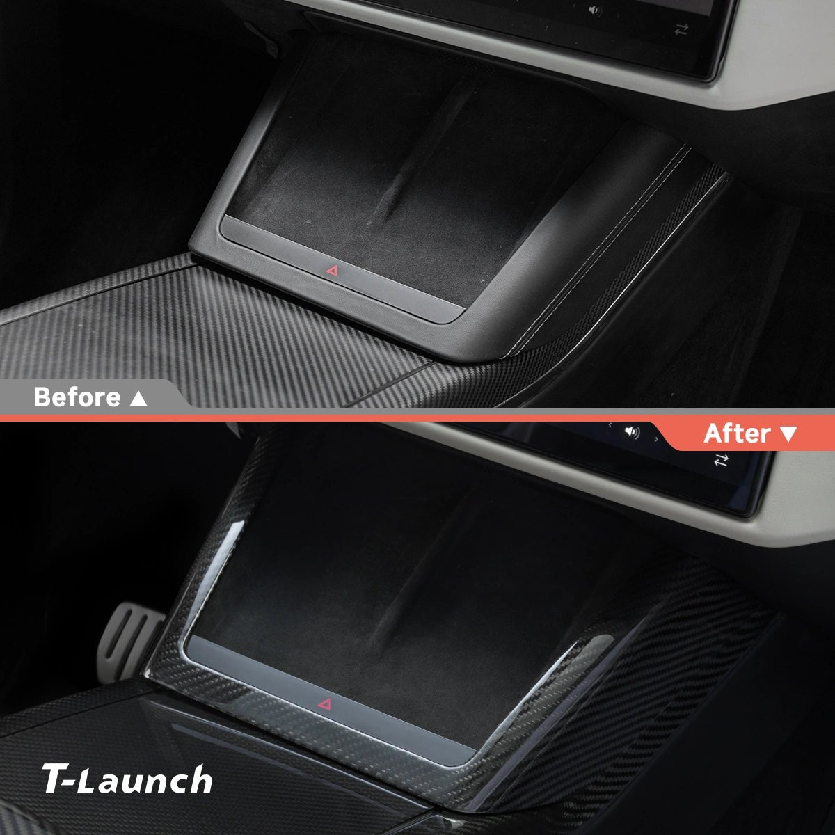 [Real Carbon Fiber] Central Control Charging Frame Cover For Model X 2021+ - T-Launch