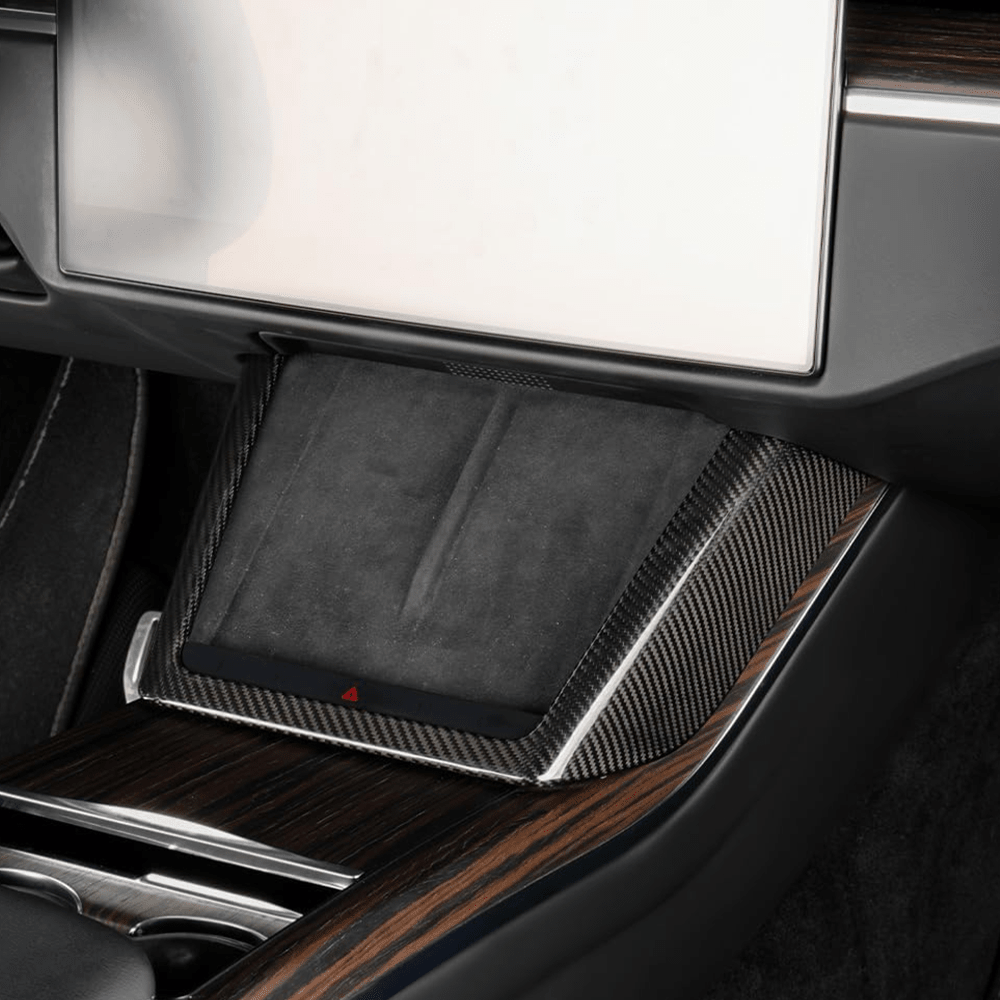 [Real Carbon Fiber] Charging Pad Frame Overlay for Tesla Model S/X 2022+ - T-Launch