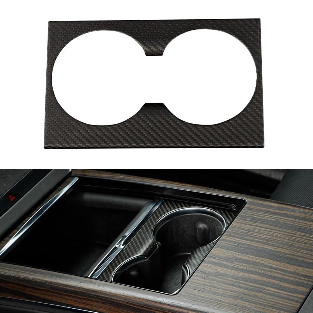 [Real Carbon Fiber] Console Cup Holder Cover for Tesla Model S/X 2022+ - T-Launch