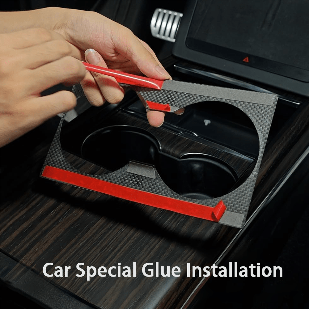 [Real Carbon Fiber] Console Cup Holder Cover for Tesla Model S/X 2022+ - T-Launch