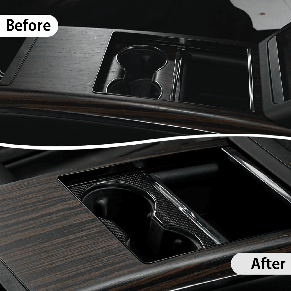 [Real Carbon Fiber] Console Cup Holder Cover for Tesla Model S/X 2022+ - T-Launch