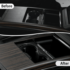 [Real Carbon Fiber] Console Cup Holder Cover for Tesla Model S/X 2022+ - T-Launch