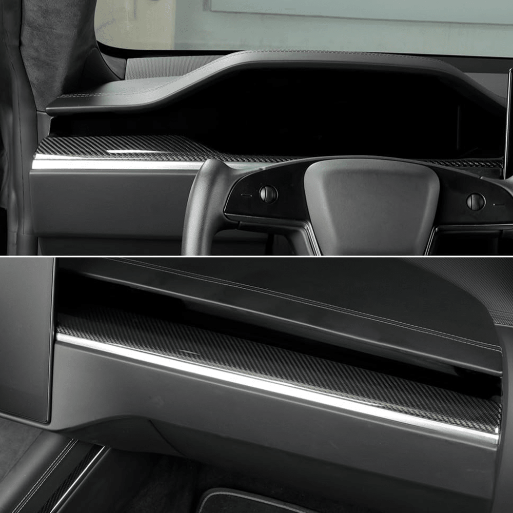 [Real Carbon Fiber] Dashboard Covers for Model S/X 2022+ - T-Launch