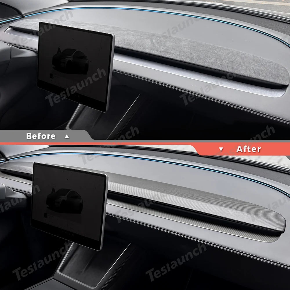 [Real Carbon Fiber] Dashboard Vent Trim for Tesla Model Y Juniper 2025+ - T-Launch