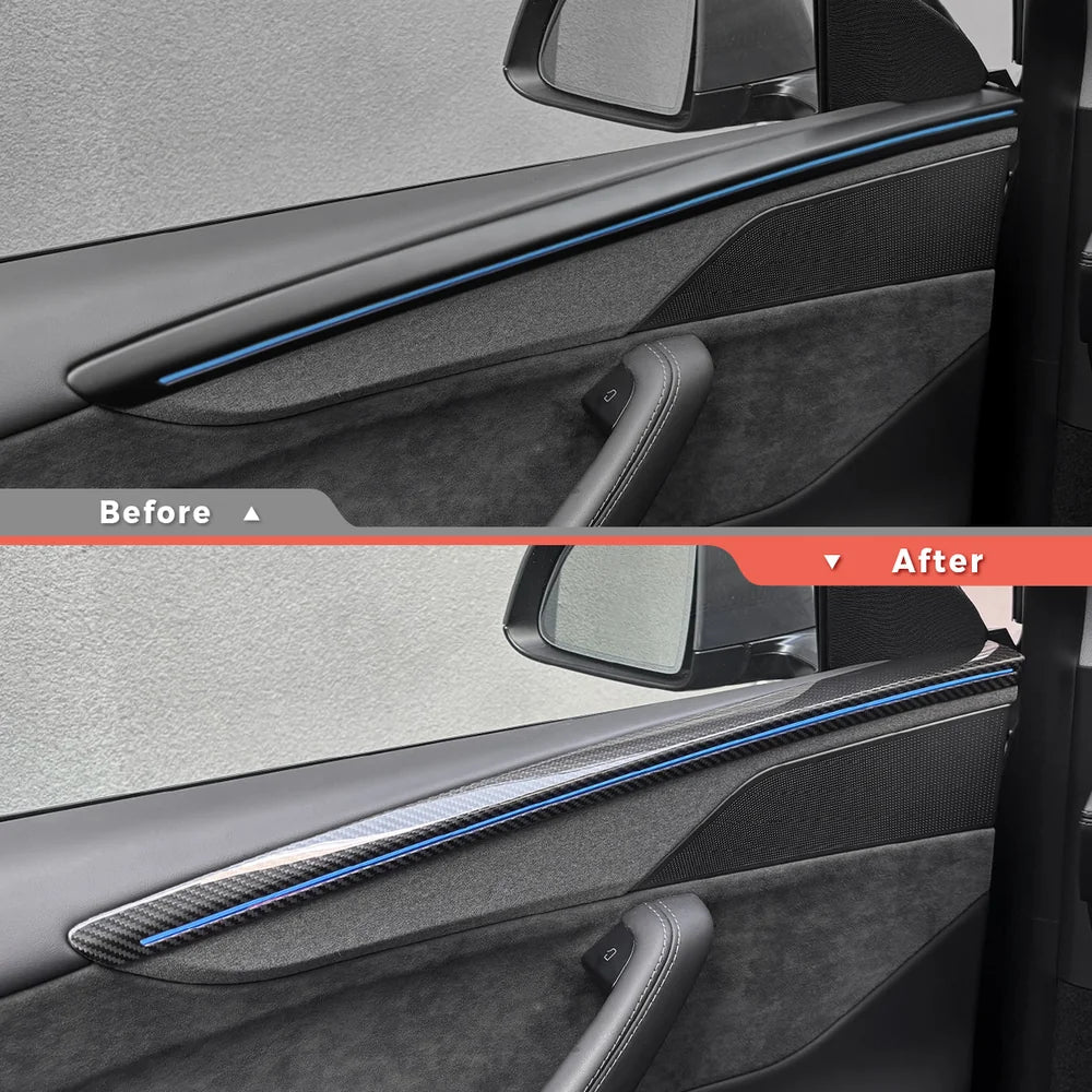 [Real Carbon Fiber] Door Trim Cover for Tesla Model Y Juniper 2025+ (4 Pcs) - T-Launch
