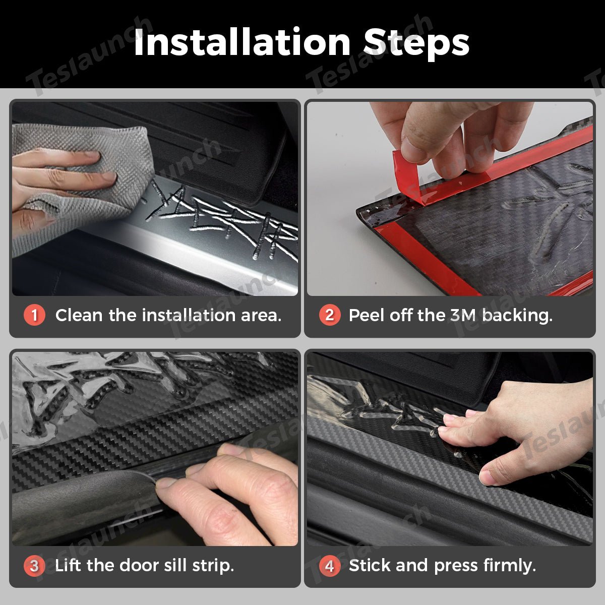 [Real Carbon Fiber] Front Door Sill Protector for Tesla Cybertruck (2 Pcs) - T-Launch