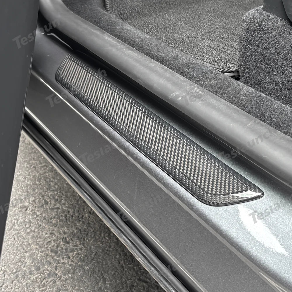 [Real Carbon Fiber] Front Door Sill Protectors for Tesla Model Y Juniper 2025+ (2PCS) - T-Launch