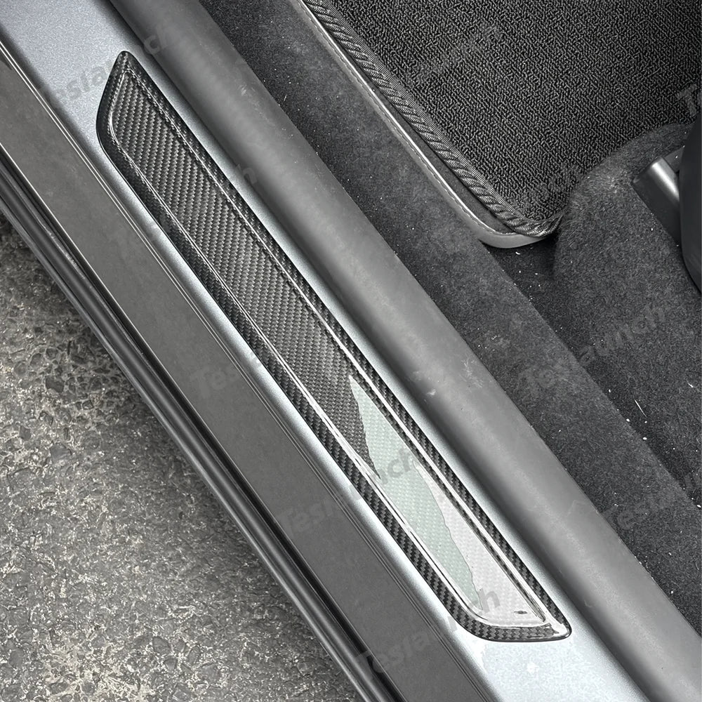 [Real Carbon Fiber] Front Door Sill Protectors for Tesla Model Y Juniper 2025+ (2PCS) - T-Launch