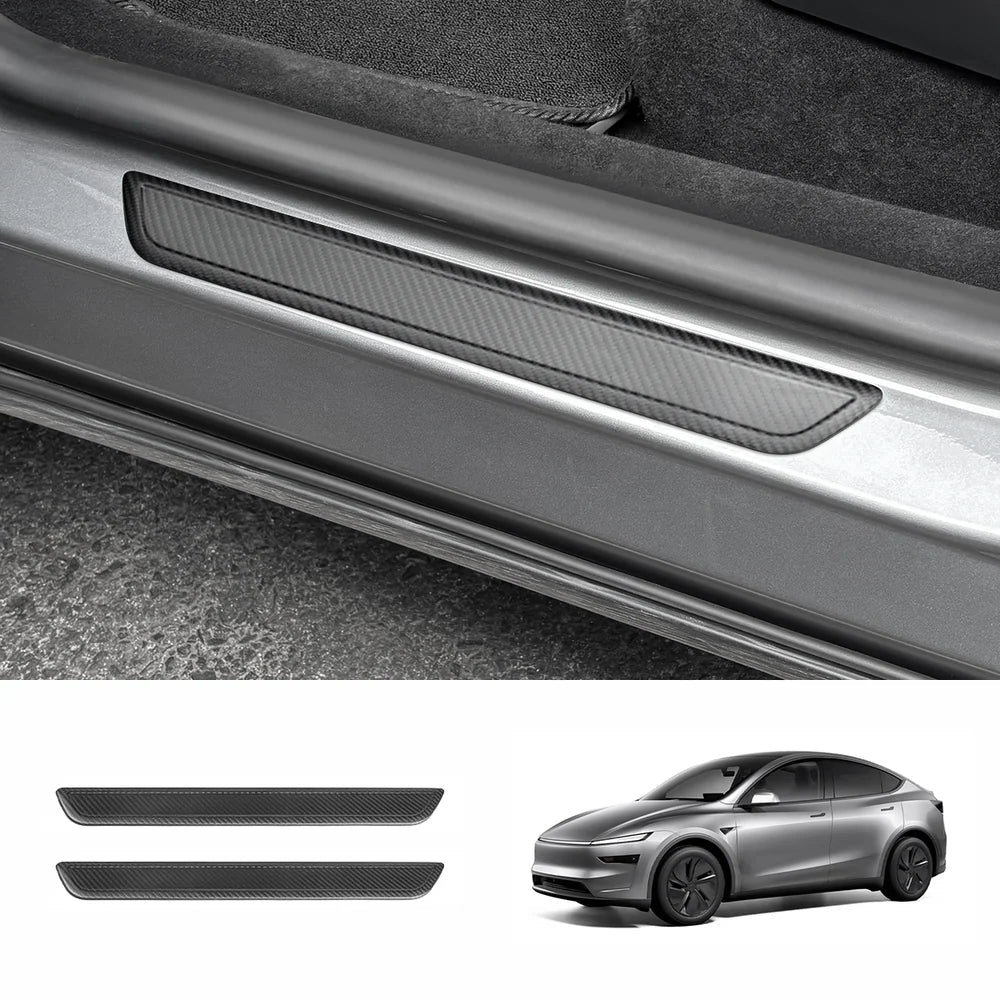 [Real Carbon Fiber] Front Door Sill Protectors for Tesla Model Y Juniper 2025+ (2PCS) - T-Launch