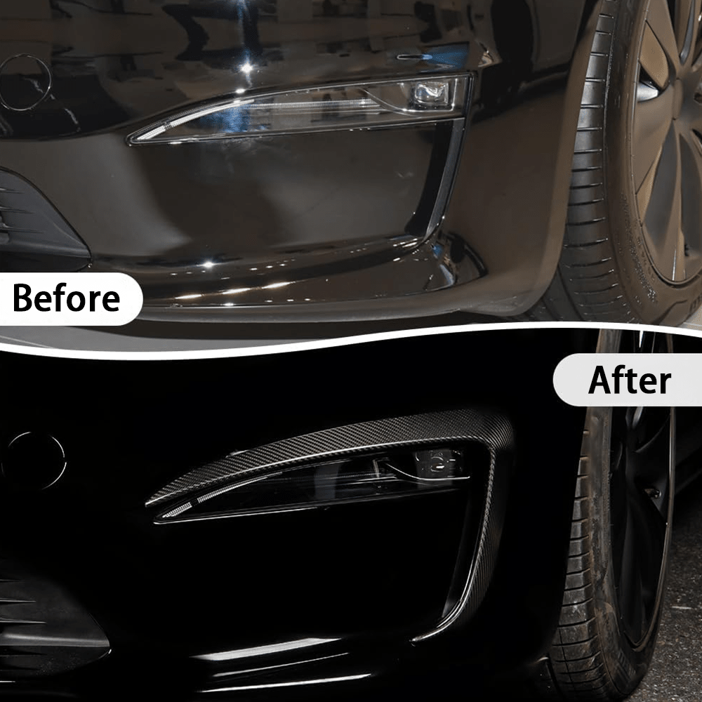 [Real Carbon Fiber] Front Fog Light Trim Covers (2PCS) for Tesla Model S 2022-2024 - T-Launch