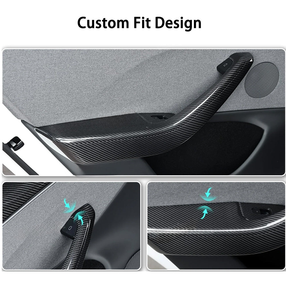 [Real Carbon Fiber] Front & Rear Door Armrest Overlays Covers (4 PCS) for Tesla Model 3 Highland 2024+ - T-Launch