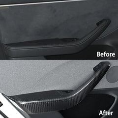 [Real Carbon Fiber] Front & Rear Door Armrest Overlays Covers (4 PCS) for Tesla Model 3 Highland 2024+ - T-Launch