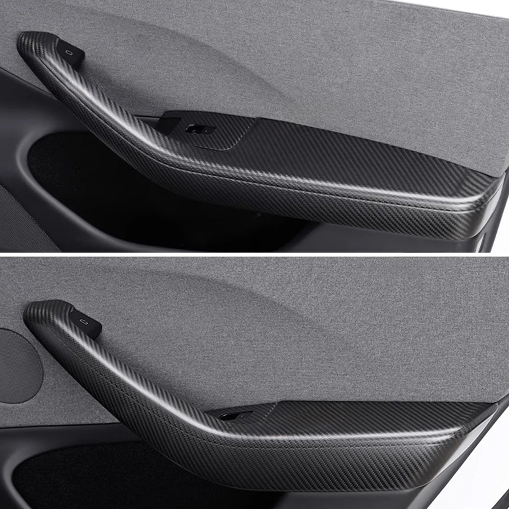 [Real Carbon Fiber] Front & Rear Door Armrest Overlays Covers (4 PCS) for Tesla Model 3 Highland 2024+ - T-Launch