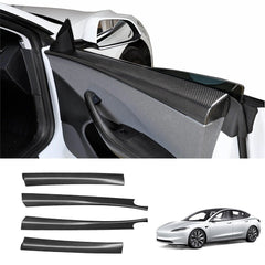 [Real Carbon Fiber] Front & Rear Door Upper Overlay Covers (4 PCS) for Tesla Model 3 Highland 2024+ - T-Launch