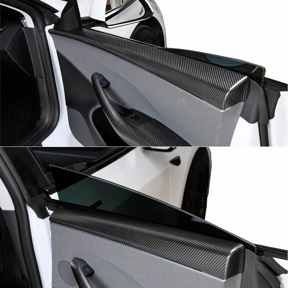 [Real Carbon Fiber] Front & Rear Door Upper Overlay Covers (4 PCS) for Tesla Model 3 Highland 2024+ - T-Launch
