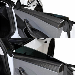 [Real Carbon Fiber] Front & Rear Door Upper Overlay Covers (4 PCS) for Tesla Model 3 Highland 2024+ - T-Launch