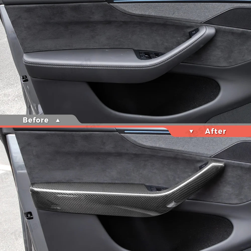 [Real Carbon Fiber] Interior Door Armrest Trim Covers for Tesla Model Y Juniper 2025+ (4PCS) - T-Launch