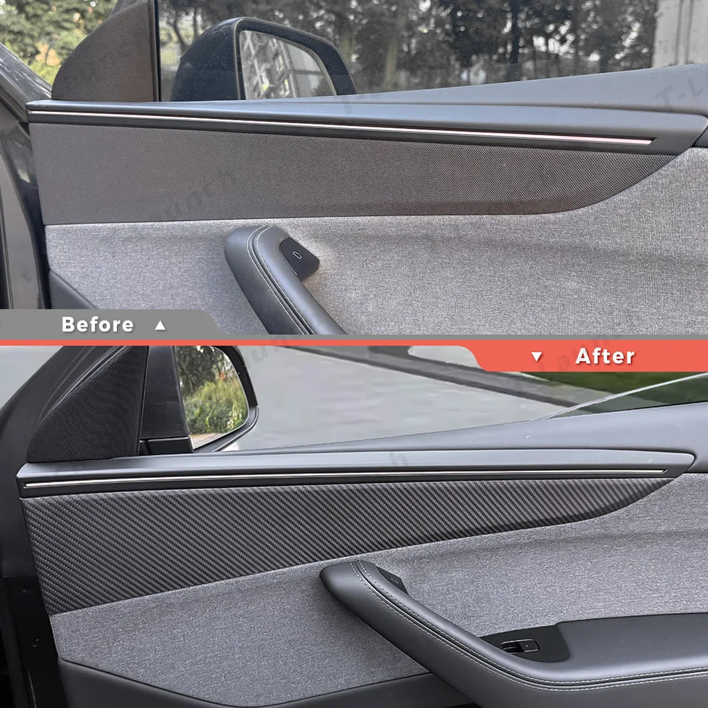 [Real Carbon Fiber] Interior Door Panel Trim Cover for Tesla Model Y Juniper 2025+ - T-Launch