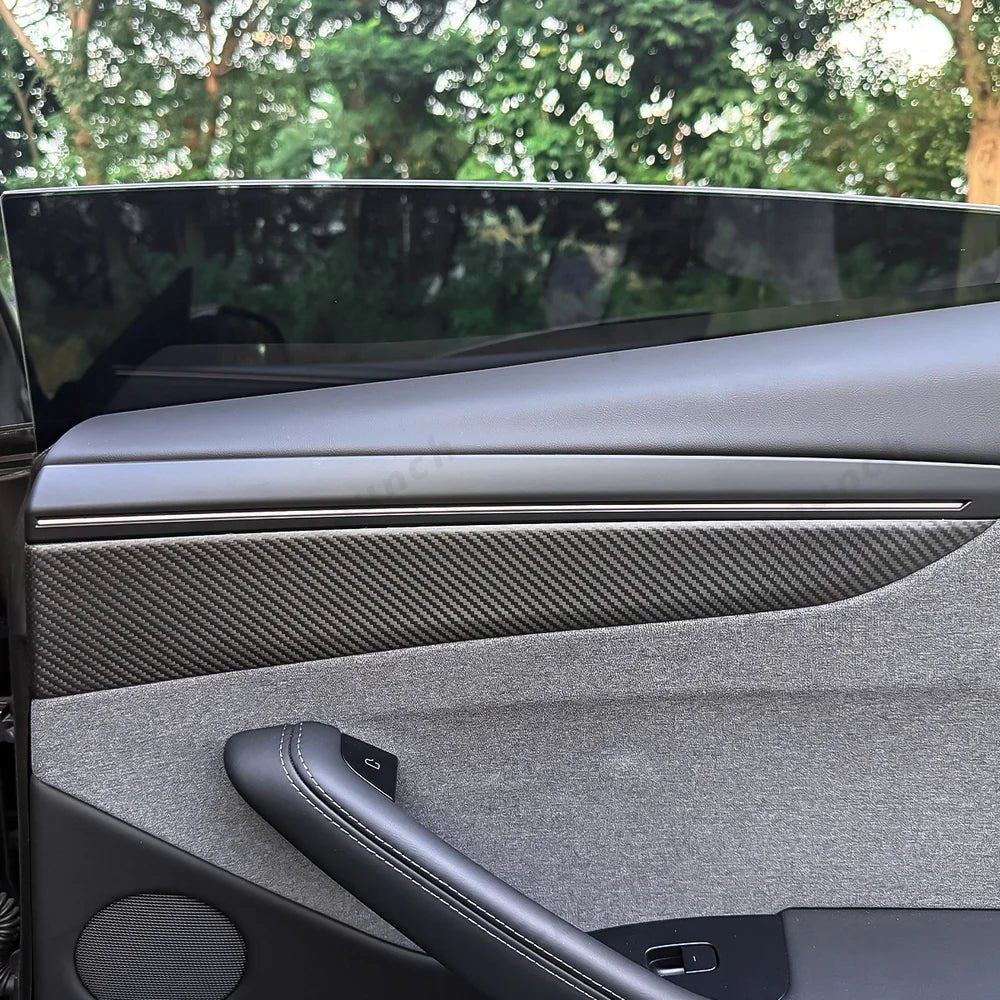 [Real Carbon Fiber] Interior Door Panel Trim Cover for Tesla Model Y Juniper 2025+ - T-Launch