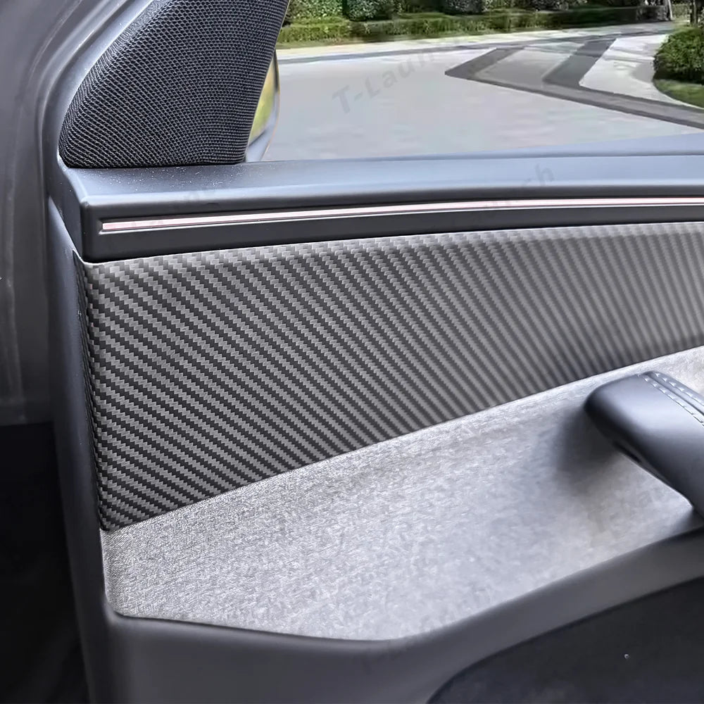[Real Carbon Fiber] Interior Door Panel Trim Cover for Tesla Model Y Juniper 2025+ - T-Launch