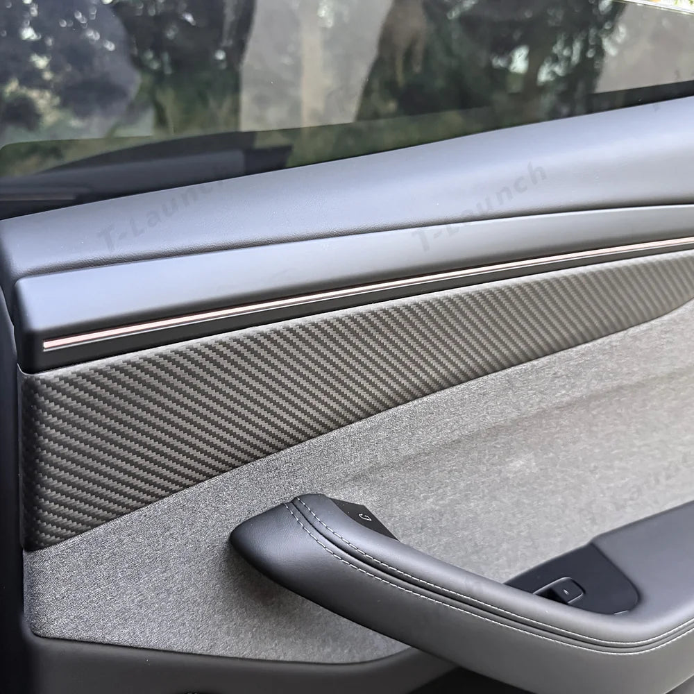 [Real Carbon Fiber] Interior Door Panel Trim Cover for Tesla Model Y Juniper 2025+ - T-Launch